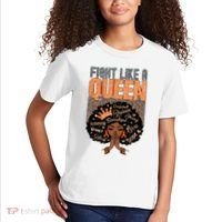 Fight Like A Queen Orange Ribbon Multiple Sclerosis Awareness Black Women Kids T-Shirt thumb 2