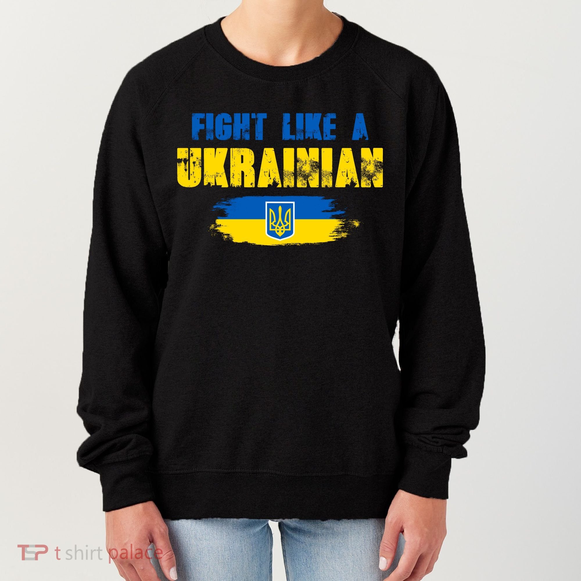 Fight Like A Ukrainian I Stand With Ukraine Support Trident Flag Women's Sweatshirt