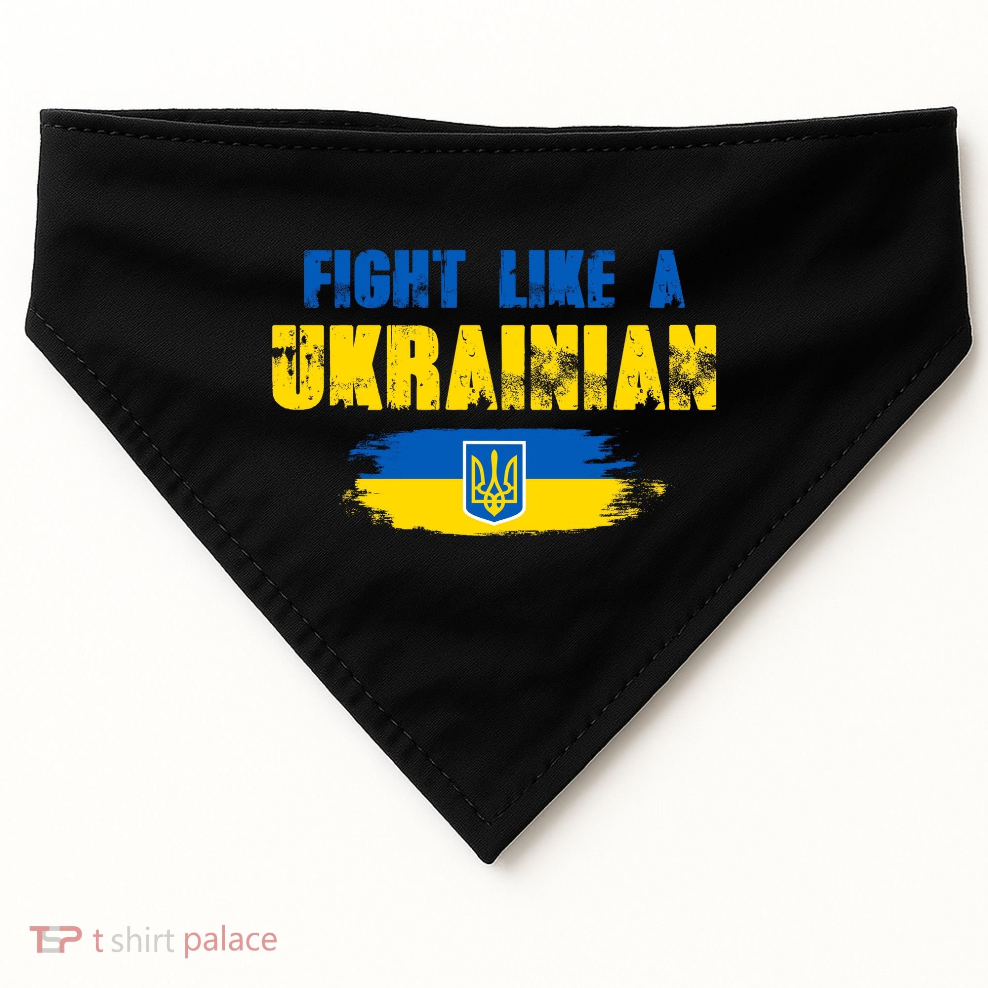 Fight Like A Ukrainian I Stand With Ukraine Support Trident Flag USA-Made Doggie Bandana
