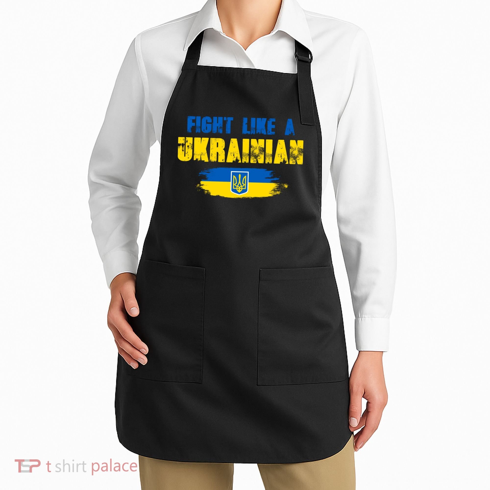 Fight Like A Ukrainian I Stand With Ukraine Support Trident Flag Apron