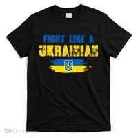 Fight Like A Ukrainian I Stand With Ukraine Support Trident Flag T-Shirt thumb 0