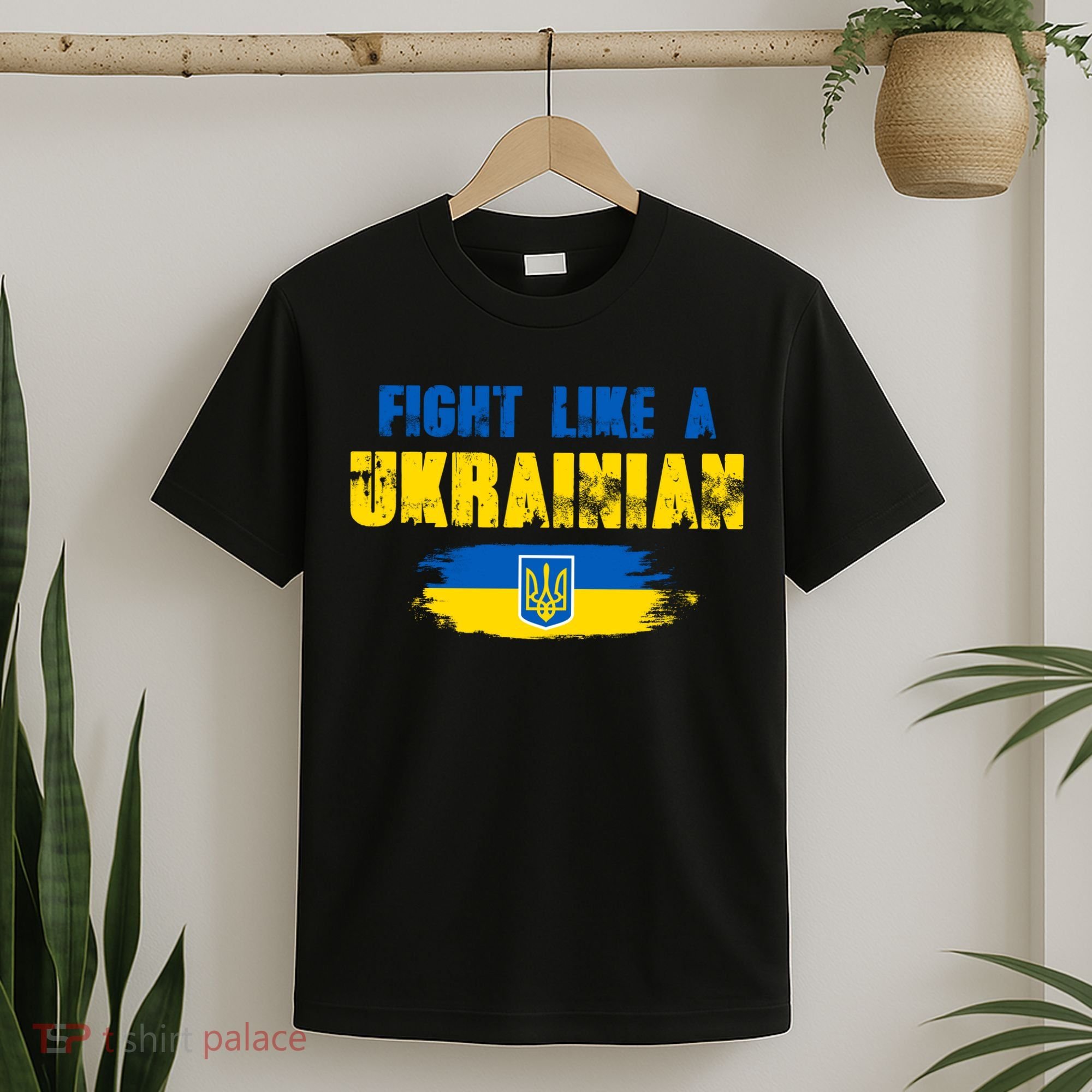 Fight Like A Ukrainian I Stand With Ukraine Support Trident Flag T-Shirt