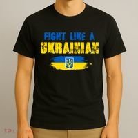 Fight Like A Ukrainian I Stand With Ukraine Support Trident Flag T-Shirt thumb 3