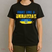 Fight Like A Ukrainian I Stand With Ukraine Support Trident Flag T-Shirt thumb 4