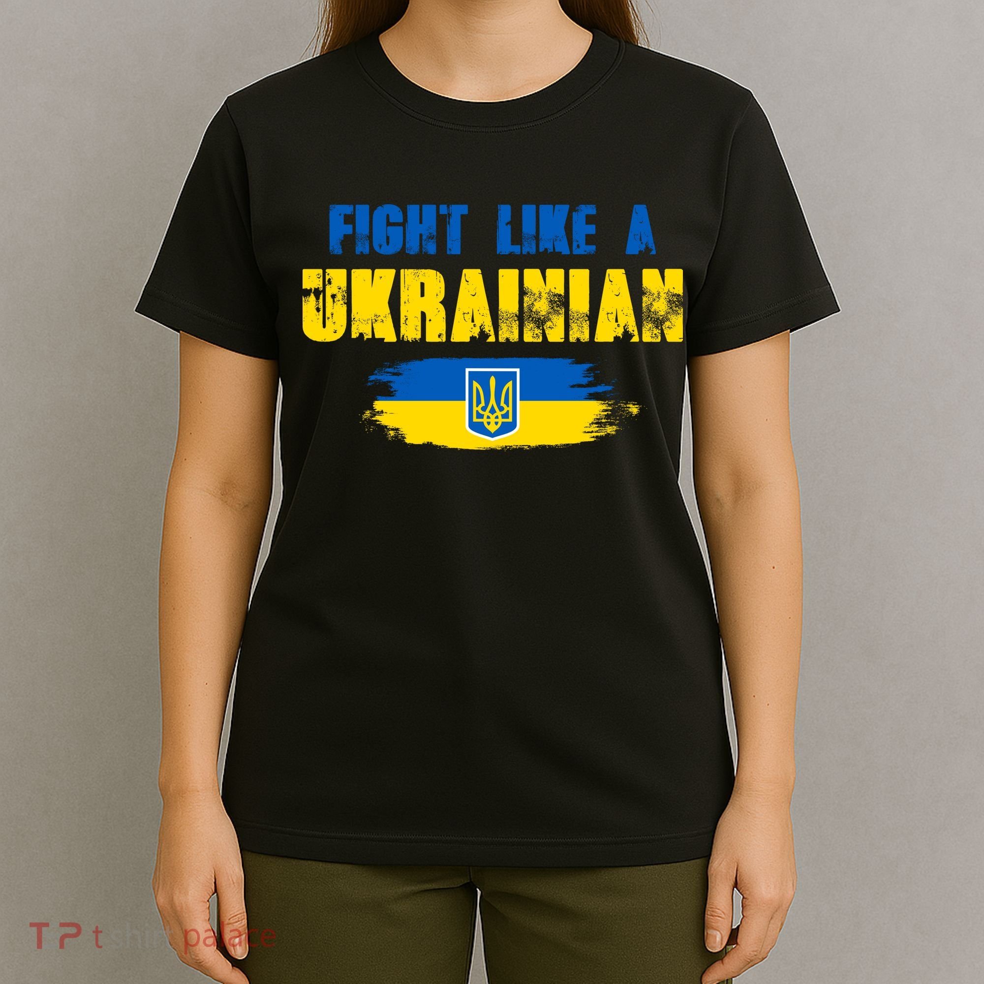 Fight Like A Ukrainian I Stand With Ukraine Support Trident Flag T-Shirt