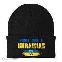 Fight Like A Ukrainian I Stand With Ukraine Support Trident Flag Beanie thumb 0