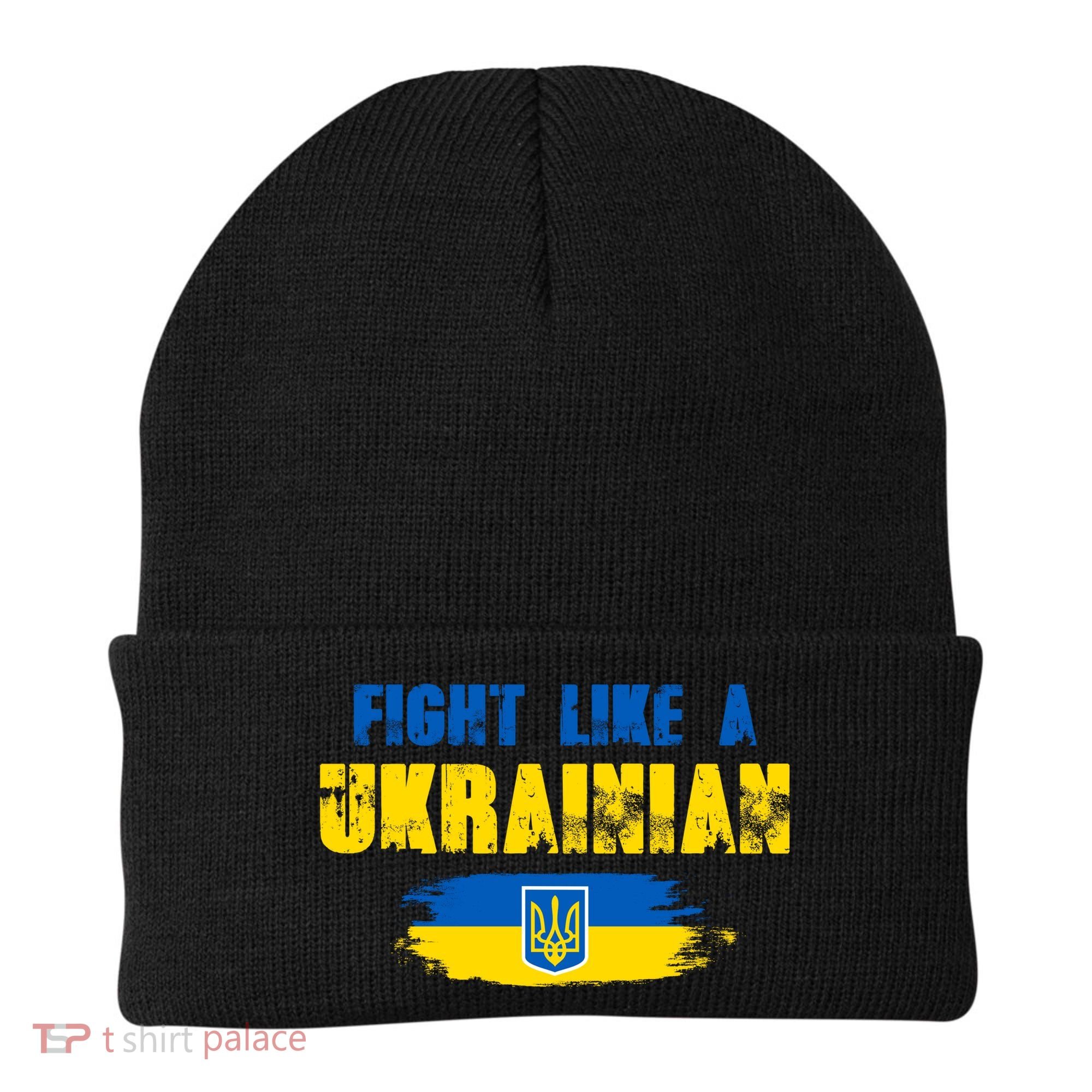 Fight Like A Ukrainian I Stand With Ukraine Support Trident Flag Beanie