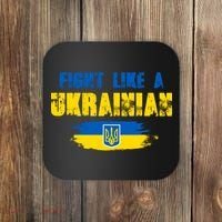 Fight Like A Ukrainian I Stand With Ukraine Support Trident Flag Coaster thumb 0