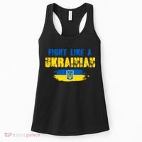 Fight Like A Ukrainian I Stand With Ukraine Support Trident Flag Women's Tank Top thumb 0
