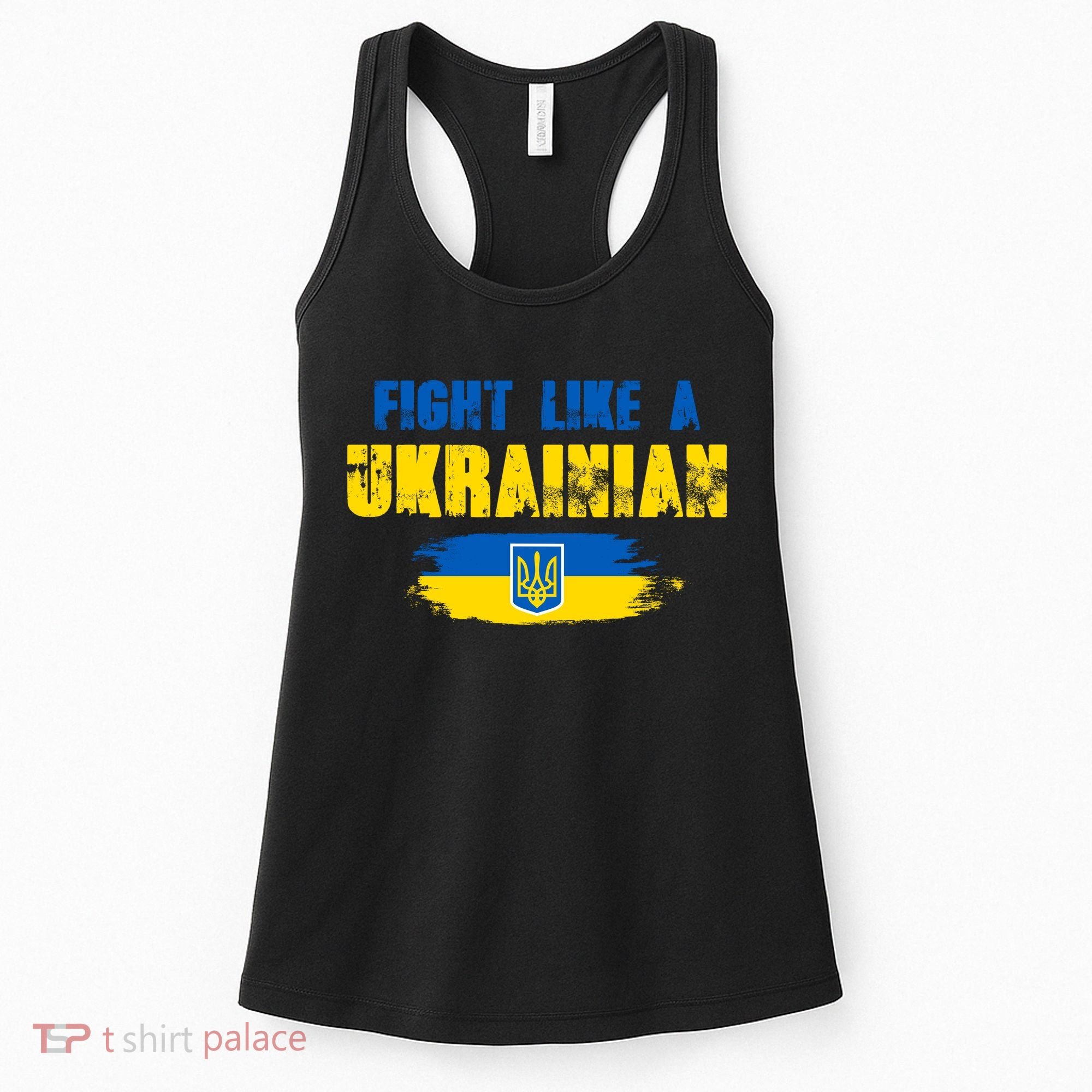 Fight Like A Ukrainian I Stand With Ukraine Support Trident Flag Women's Tank Top