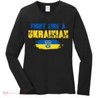 Fight Like A Ukrainian I Stand With Ukraine Support Trident Flag Women's Long Sleeve Shirt thumb 0