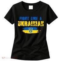 Fight Like A Ukrainian I Stand With Ukraine Support Trident Flag Women's T-Shirt thumb 0