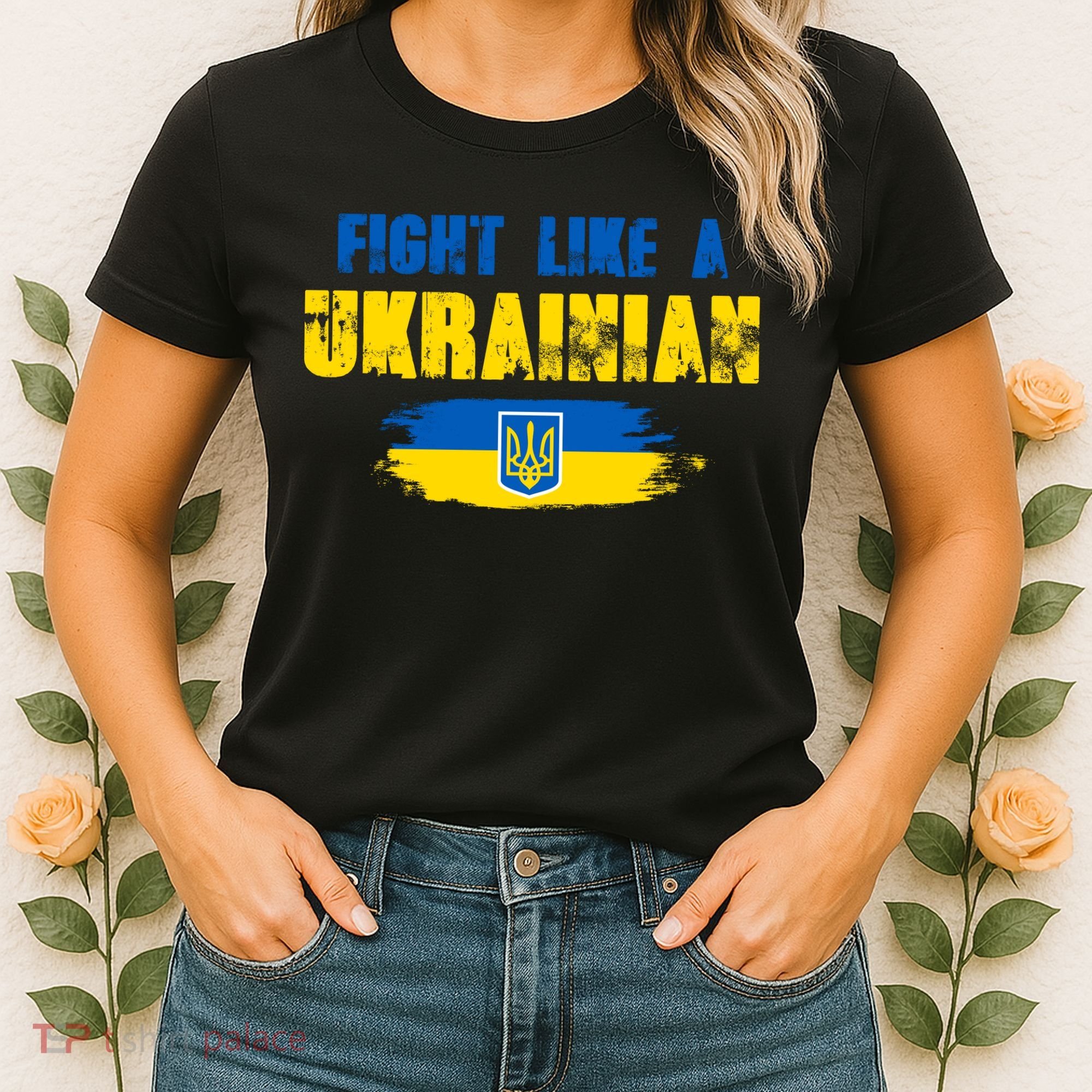 Fight Like A Ukrainian I Stand With Ukraine Support Trident Flag Women's T-Shirt