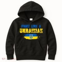 Fight Like A Ukrainian I Stand With Ukraine Support Trident Flag Kids Hoodie thumb 0