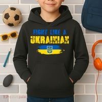 Fight Like A Ukrainian I Stand With Ukraine Support Trident Flag Kids Hoodie thumb 2