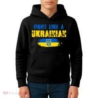 Fight Like A Ukrainian I Stand With Ukraine Support Trident Flag Kids Hoodie thumb 4