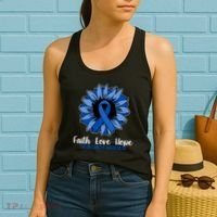 Faith Love And Hope Colon Cancer Awareness Sunflower Women's Tank Top thumb 2