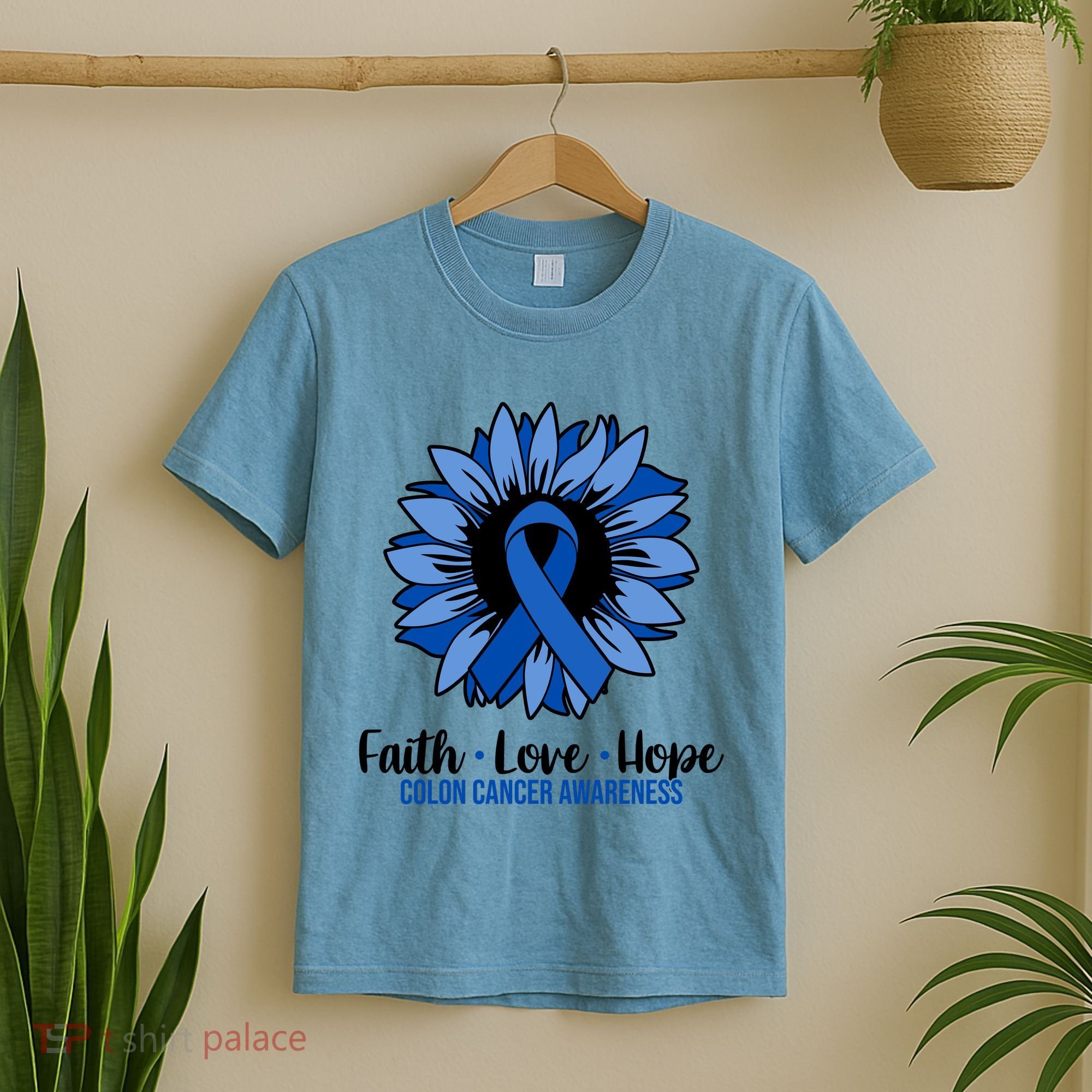 Faith Love And Hope Colon Cancer Awareness Sunflower T-Shirt
