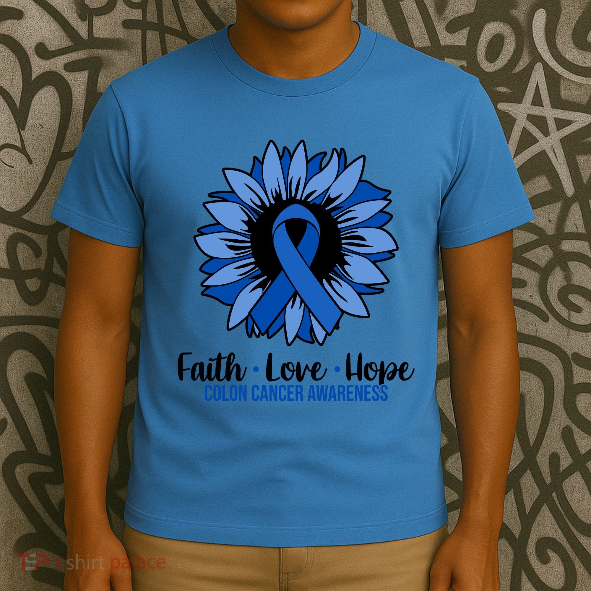 Faith Love And Hope Colon Cancer Awareness Sunflower T-Shirt
