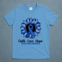 Faith Love And Hope Colon Cancer Awareness Sunflower T-Shirt thumb 4