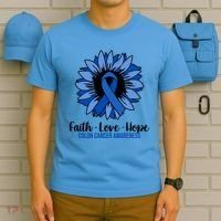 Faith Love And Hope Colon Cancer Awareness Sunflower T-Shirt thumb 5