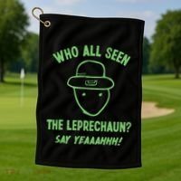 Funny Leprechaun Amateur Sketch Meme Irish St Patricks Day Golf Towel thumb 1
