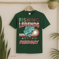 Fishing Legends Are Born In February T-Shirt thumb 2