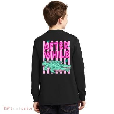 Funny Later Alligator After While Crocodile Front And Back Kids Long Sleeve Shirt back