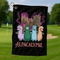 Funny Llama Apocalypse Golf Towel thumb 1