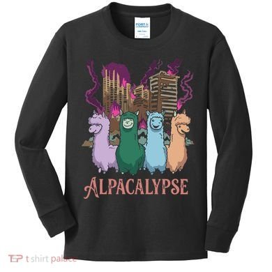 Funny Llama Apocalypse Kids Long Sleeve Shirt