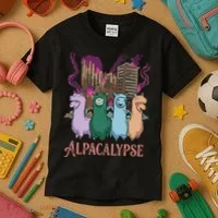 Funny Llama Apocalypse Kids T-Shirt thumb 3