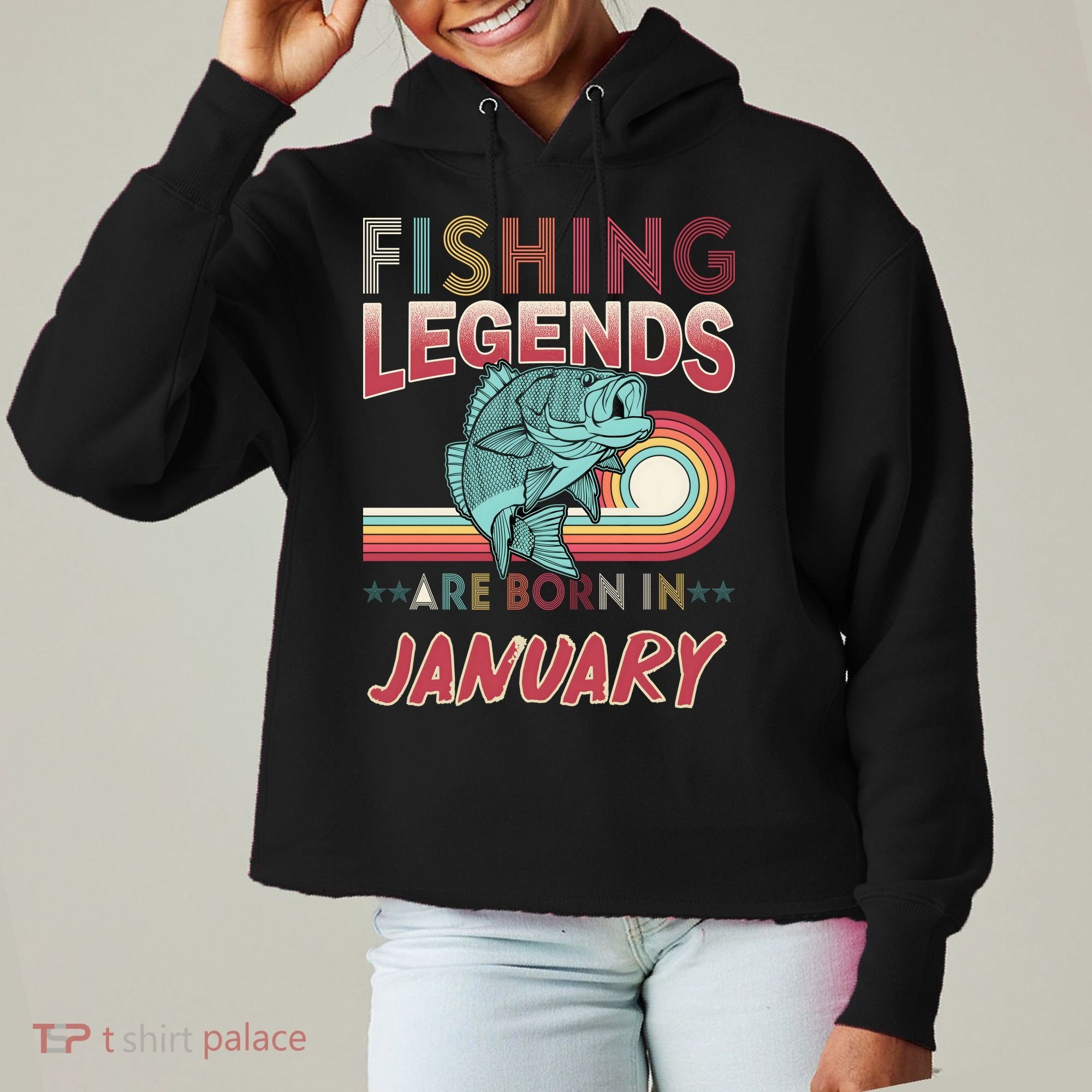 Fishing Legends Are Born In January Ladies Heavyweight Boxy Pullover Hoodie