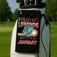 Fishing Legends Are Born In January Golf Towel thumb 2