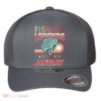 Fishing Legends Are Born In January Flexfit Unipanel Trucker Cap thumb 0