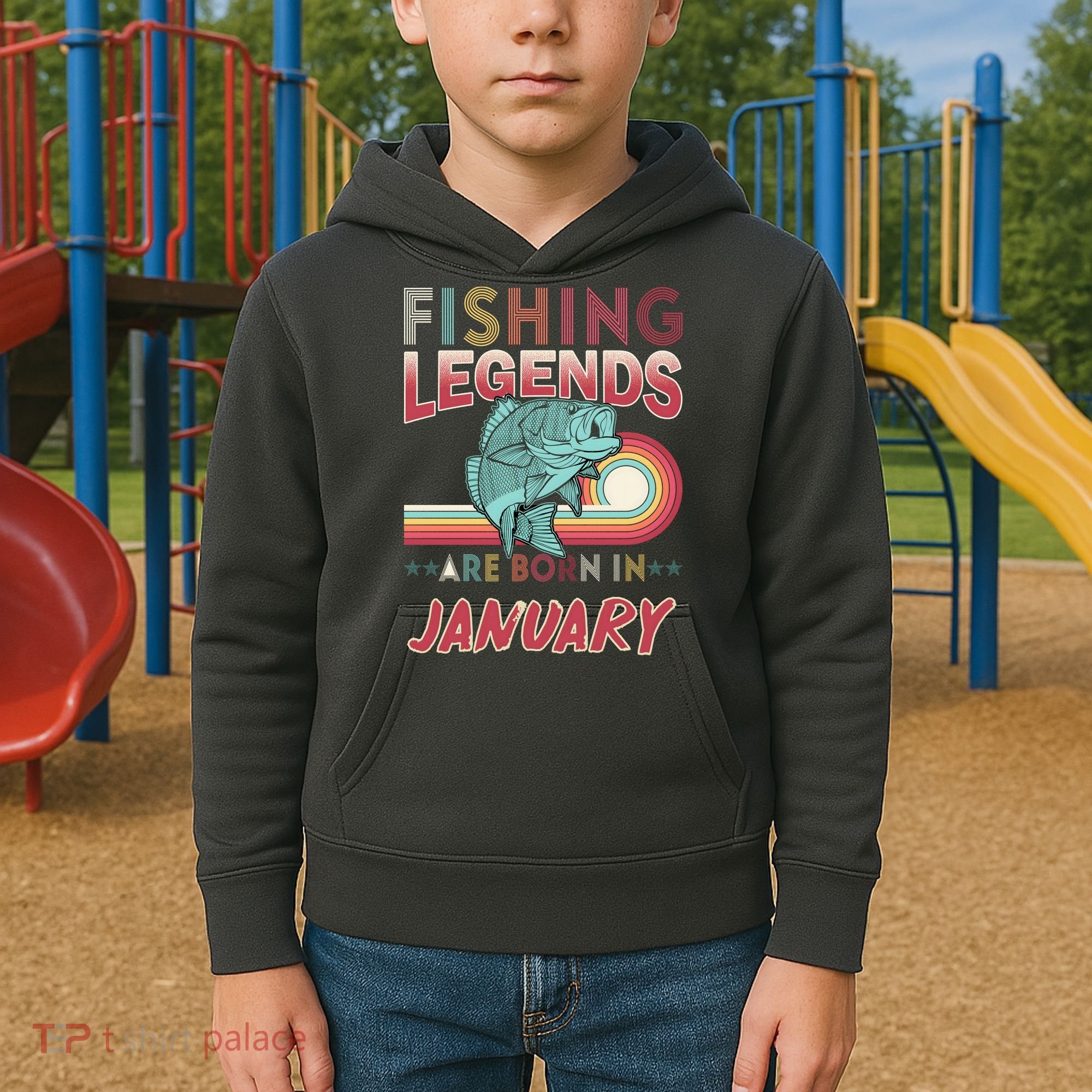 Fishing Legends Are Born In January Kids Hoodie