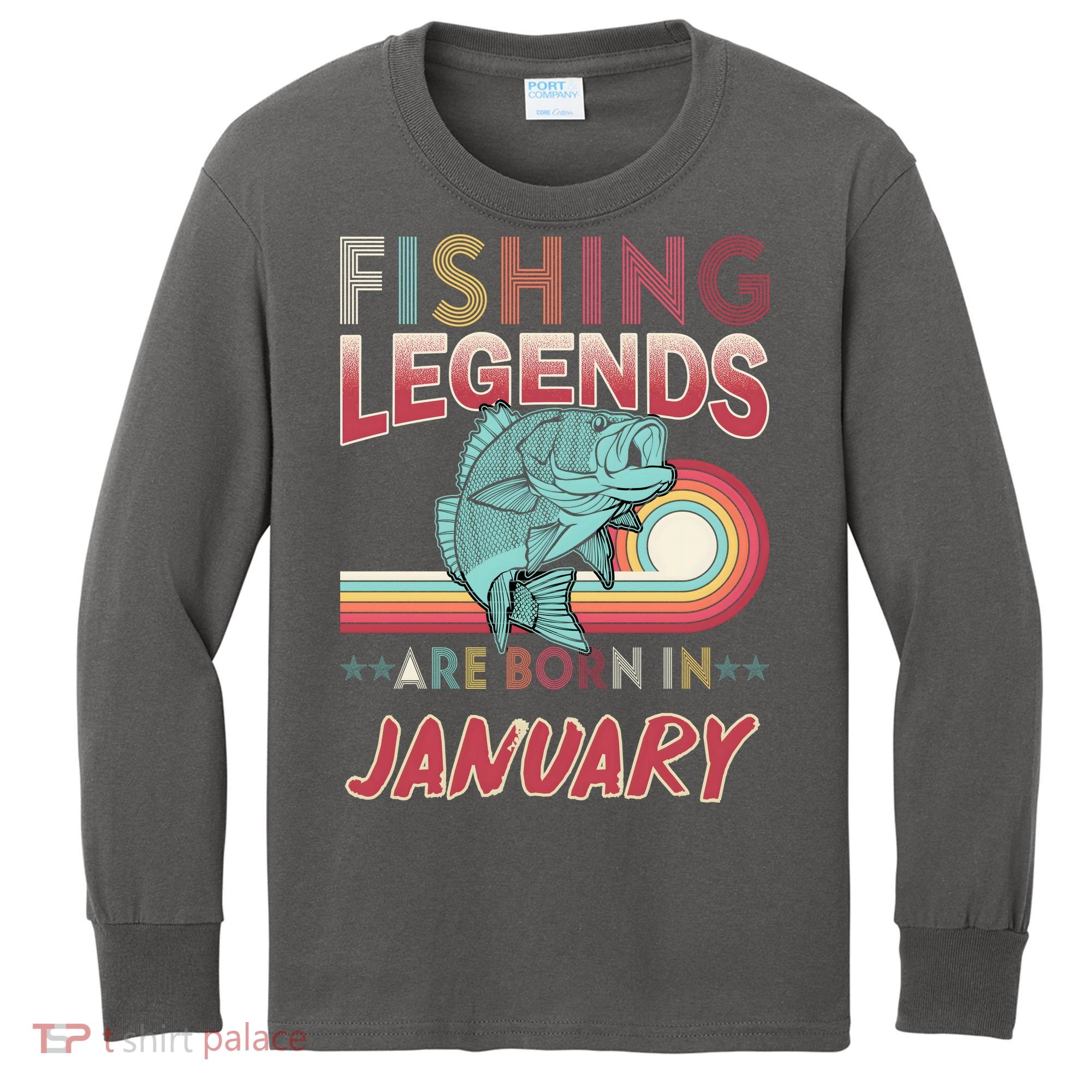 Fishing Legends Are Born In January Kids Long Sleeve Shirt