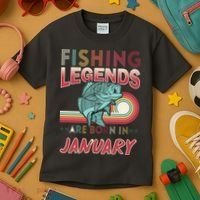 Fishing Legends Are Born In January Kids T-Shirt thumb 3
