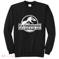 Fatherhood Like A Walk In The Park Dad Dinosaur Sweatshirt thumb 0