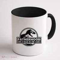 Fatherhood Like A Walk In The Park Dad Dinosaur Coffee Mug thumb 1
