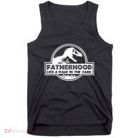 Fatherhood Like A Walk In The Park Dad Dinosaur Tank Top thumb 0
