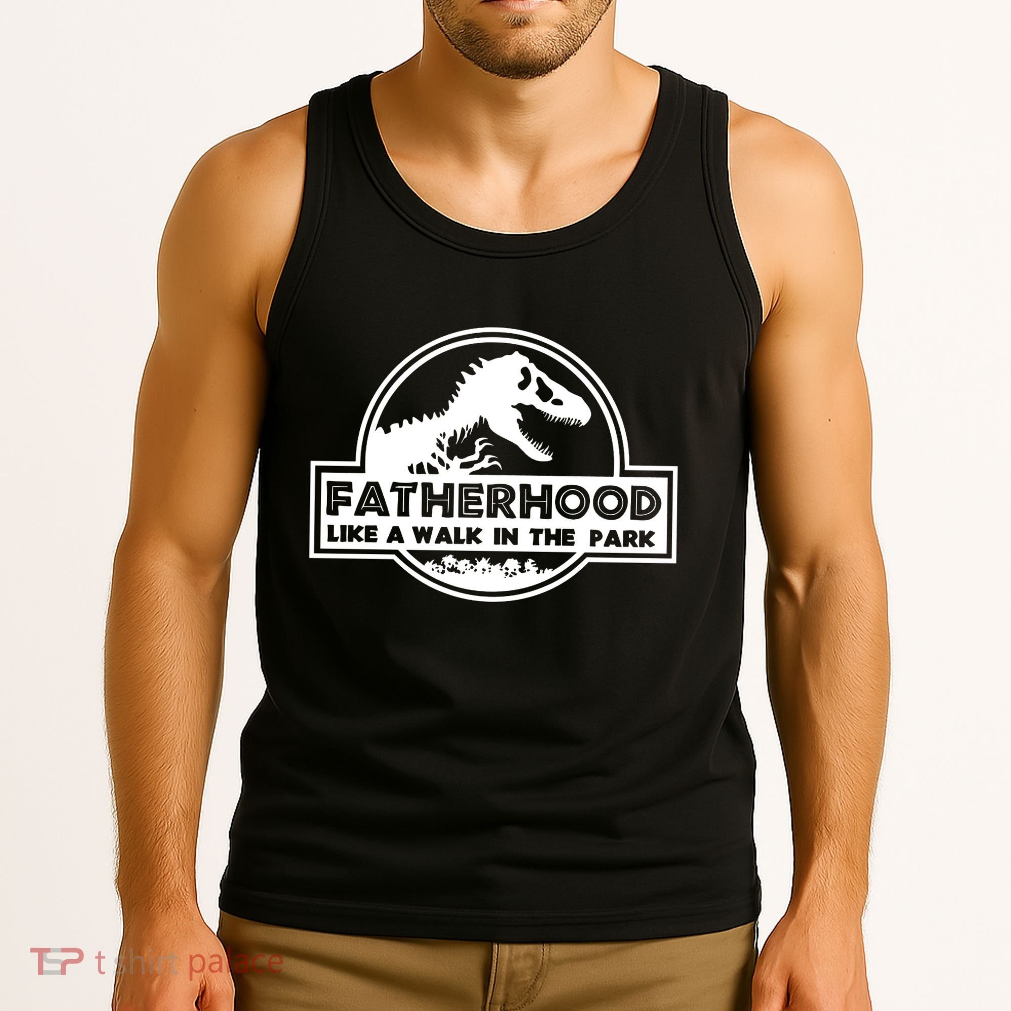 Fatherhood Like A Walk In The Park Dad Dinosaur Tank Top