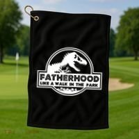 Fatherhood Like A Walk In The Park Dad Dinosaur Golf Towel thumb 1