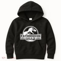 Fatherhood Like A Walk In The Park Dad Dinosaur Kids Hoodie thumb 0