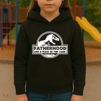 Fatherhood Like A Walk In The Park Dad Dinosaur Kids Hoodie thumb 3
