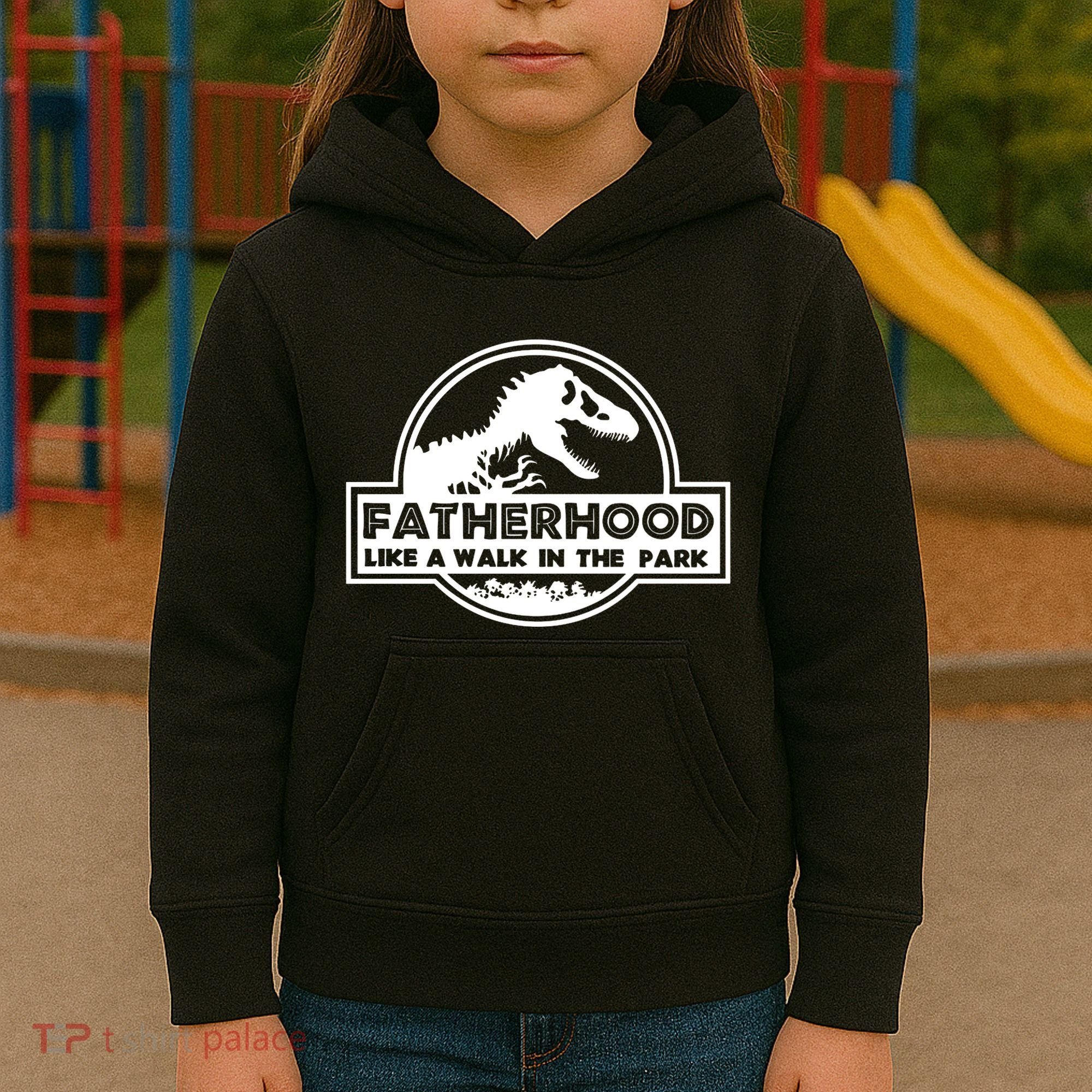 Fatherhood Like A Walk In The Park Dad Dinosaur Kids Hoodie