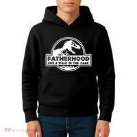 Fatherhood Like A Walk In The Park Dad Dinosaur Kids Hoodie thumb 4
