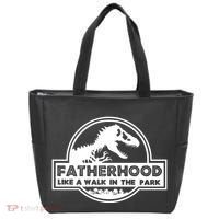 Fatherhood Like A Walk In The Park Dad Dinosaur Tote Bag thumb 0