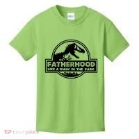 Fatherhood Like A Walk In The Park Dad Dinosaur Kids T-Shirt thumb 0