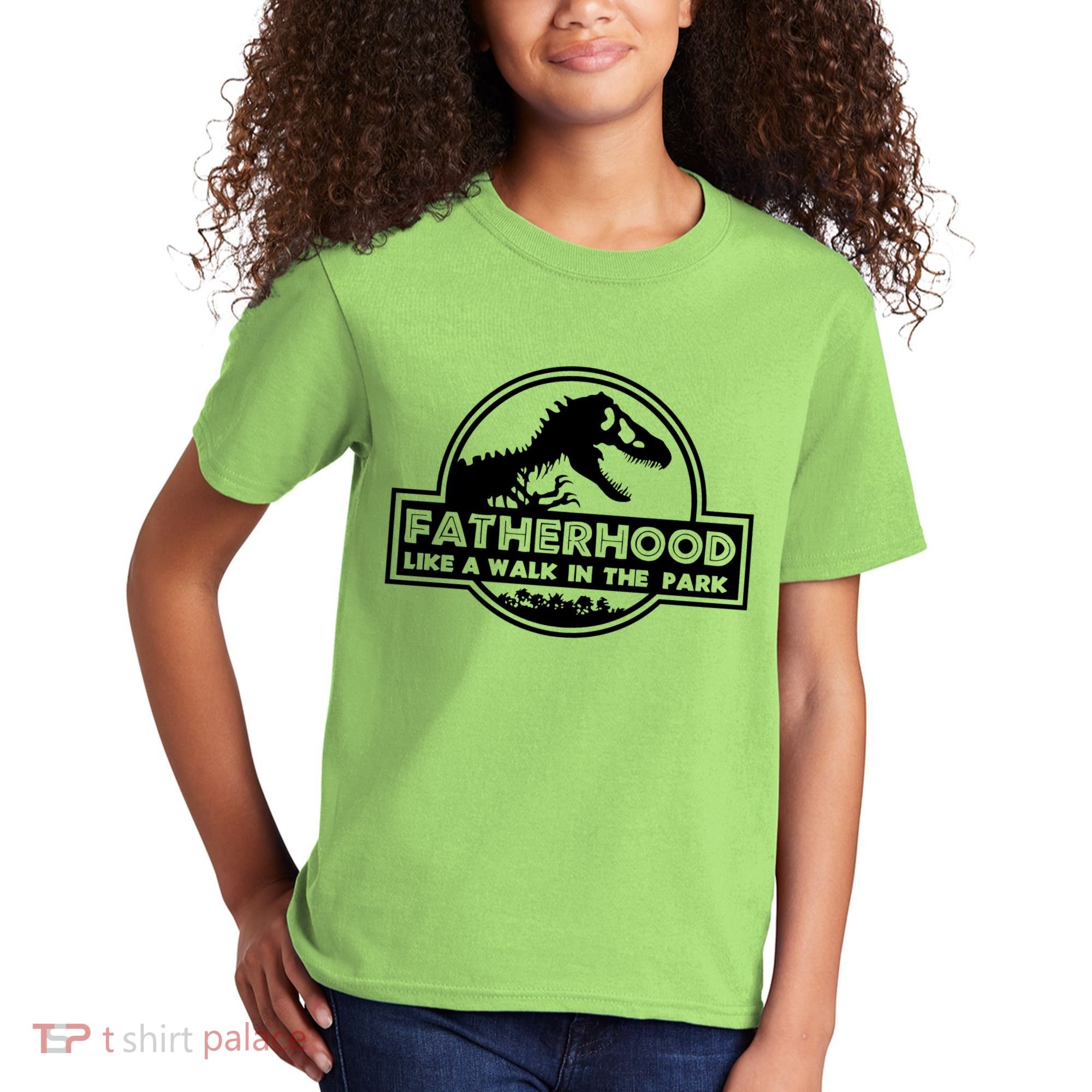 Fatherhood Like A Walk In The Park Dad Dinosaur Kids T-Shirt