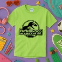 Fatherhood Like A Walk In The Park Dad Dinosaur Kids T-Shirt thumb 3